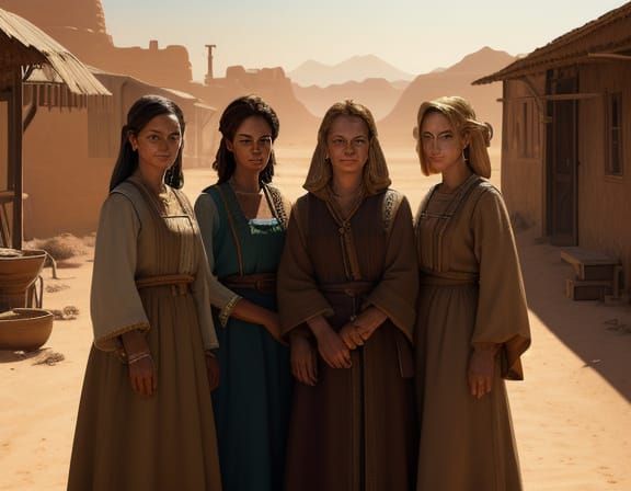 Three Female Innkeepers in a Sun-Baked Desert Town