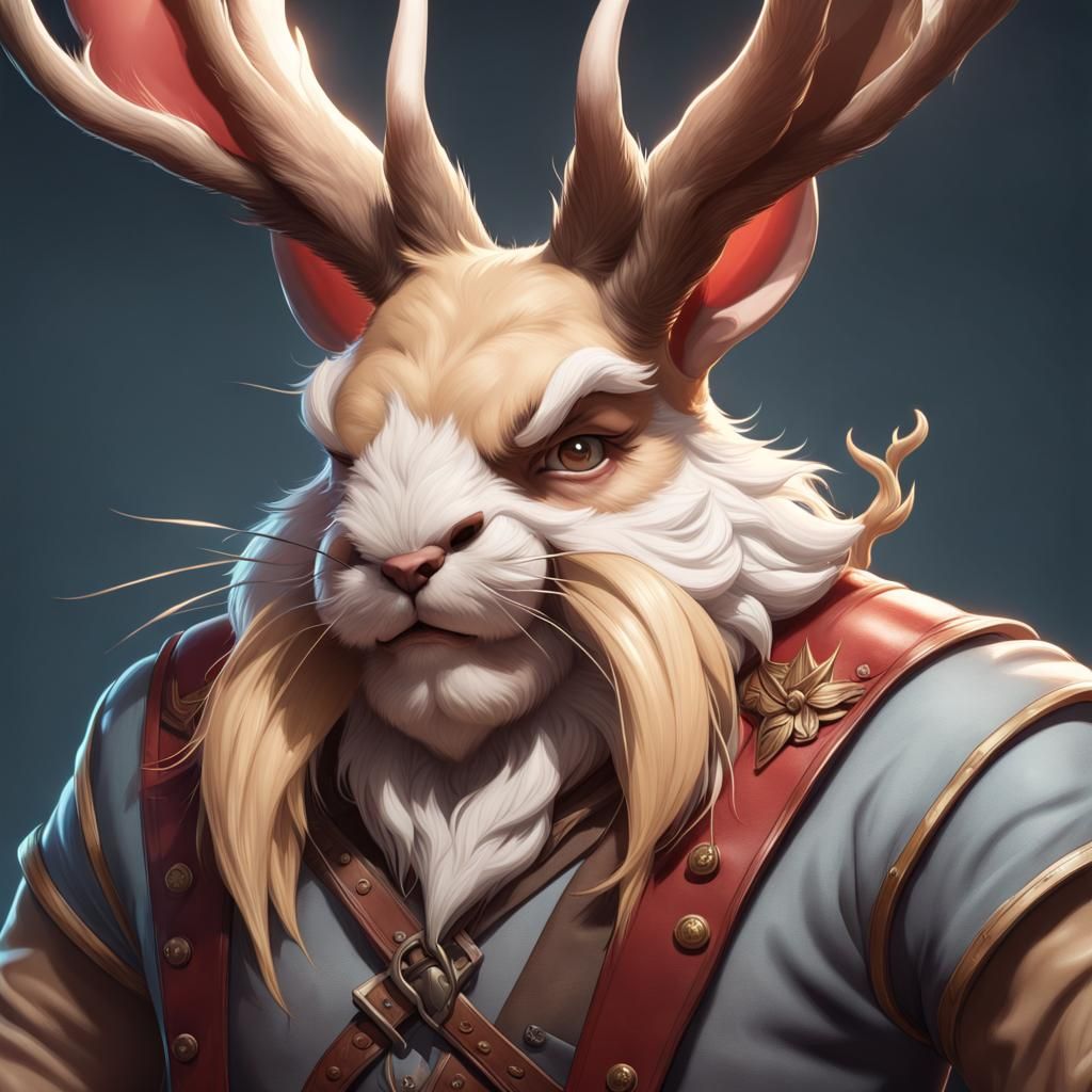 Evil Handsome Jackalope Hunter Portrait