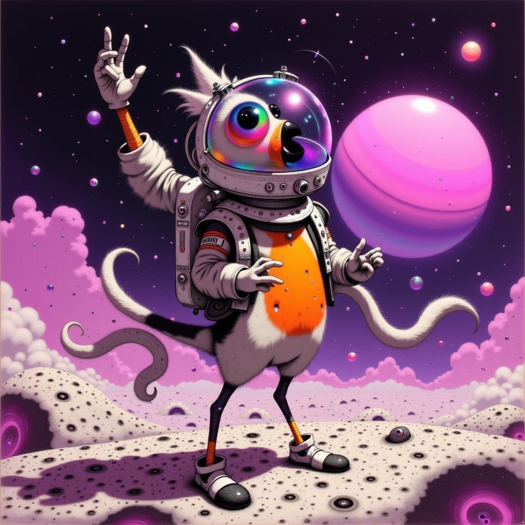 Robin Astronaut on Jupiter in Futuristic Style