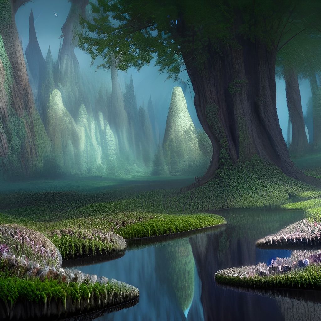 Prehistoric Carnivorous Flowers in Neo-Primitivism Style