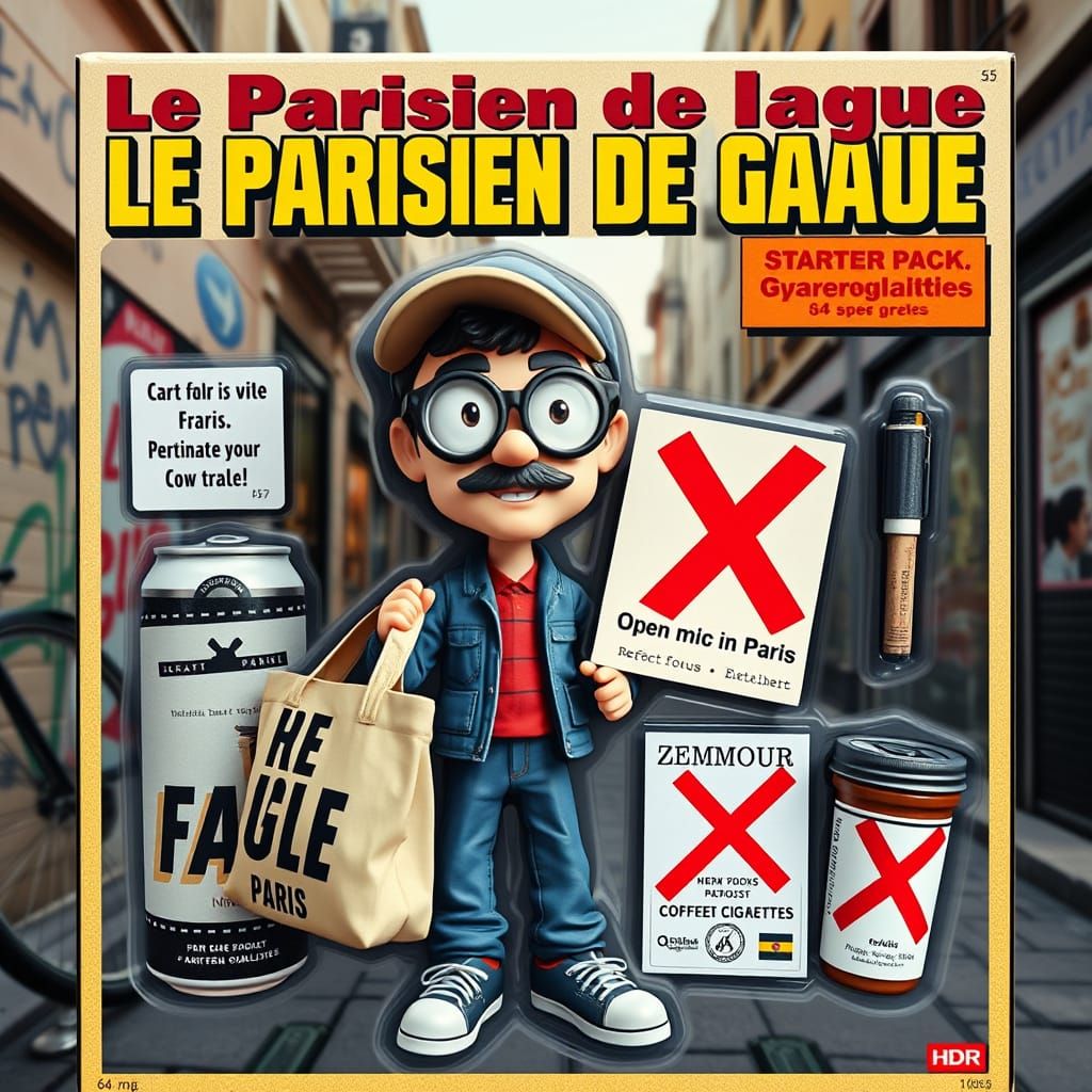 Satirical Action Figure Starter Pack in Retro Toy Box Style