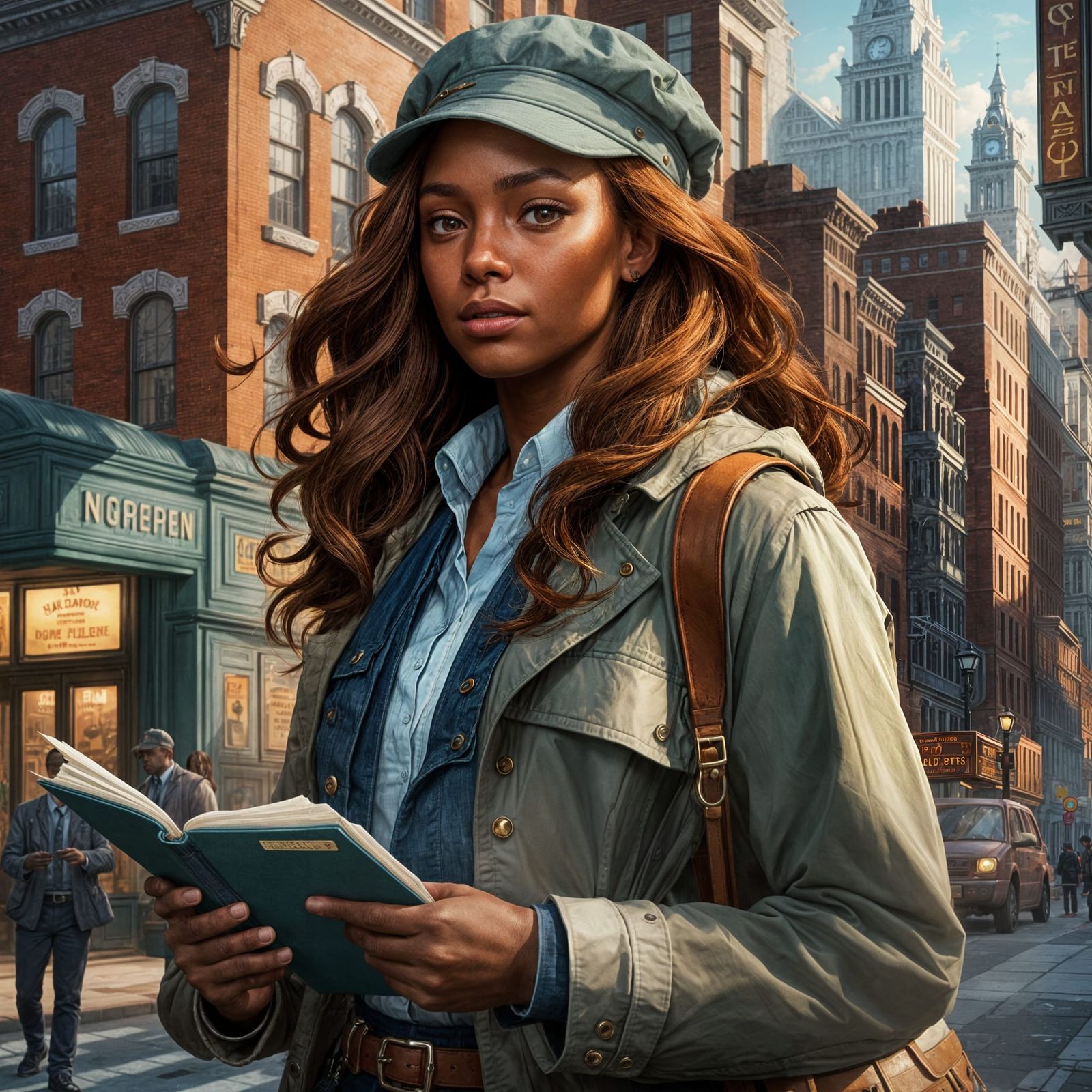African American Nancy Drew Portrait in Hyperrealistic Style