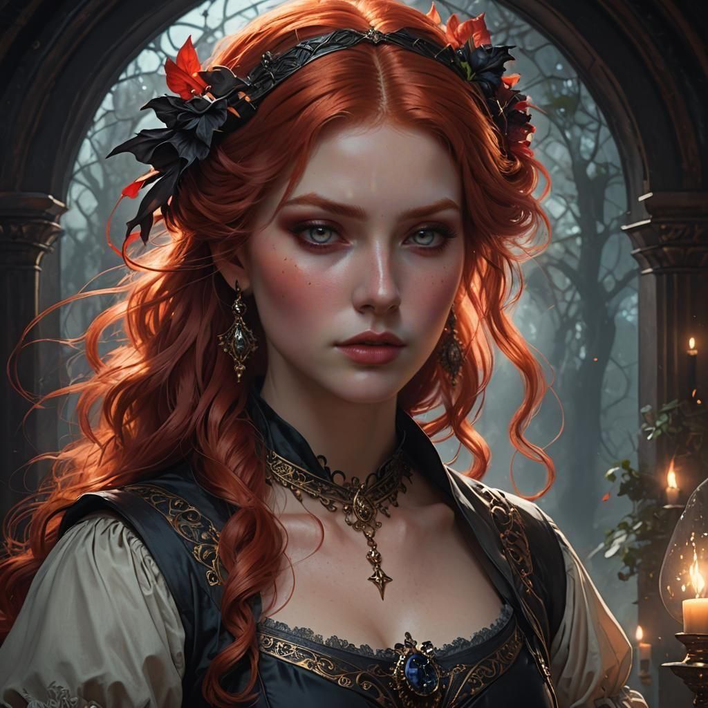 Gothic Witch Portrait in Ethereal Dark Beauty