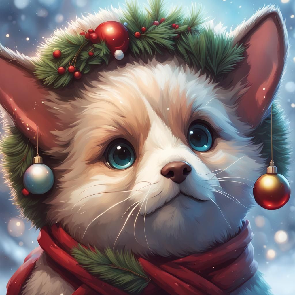 Festive Animals Portrait in Hyperdetailed Style