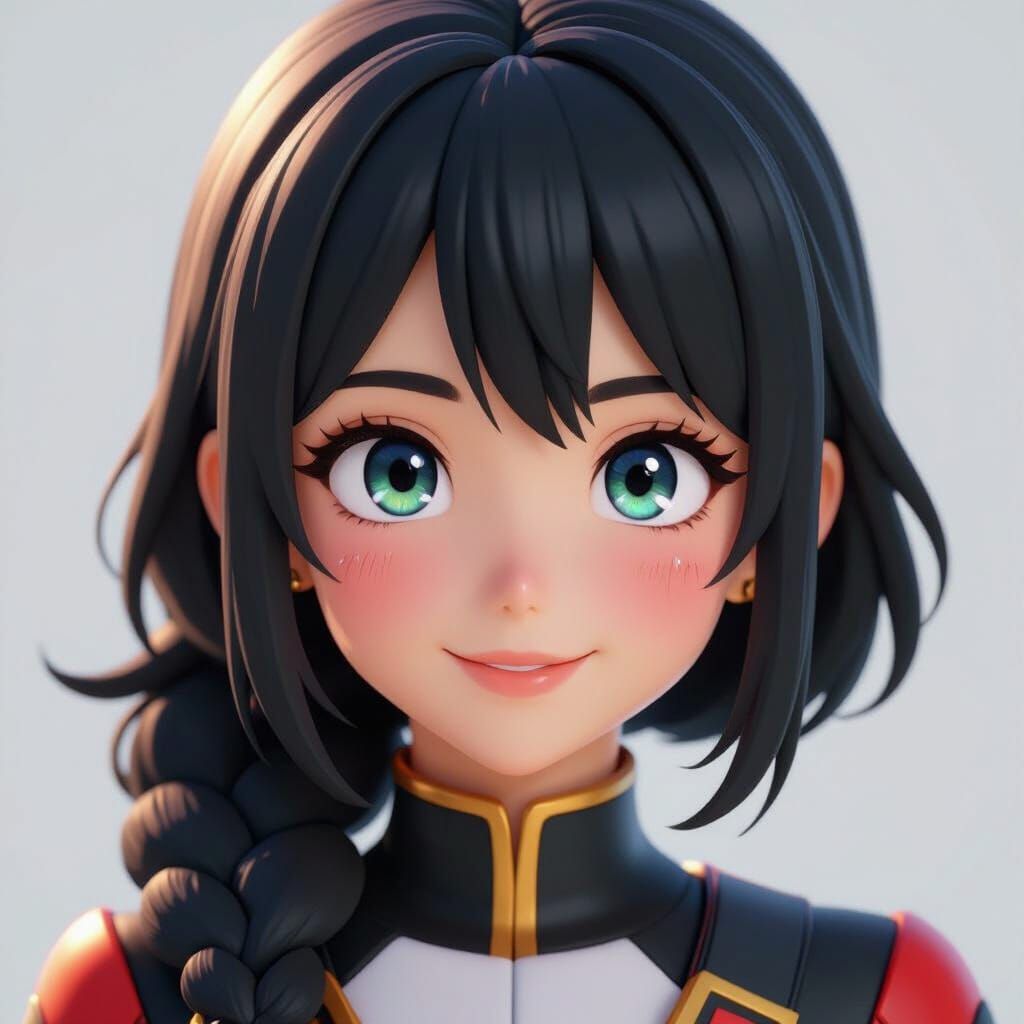 Vibrant 3D Anime Style Young Woman