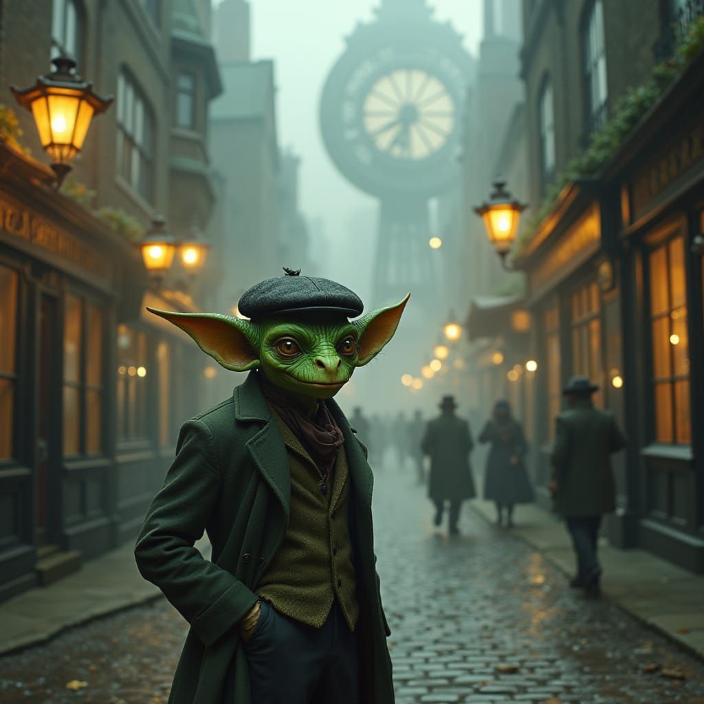 Steampunk Goblin in Victorian Fantasy London