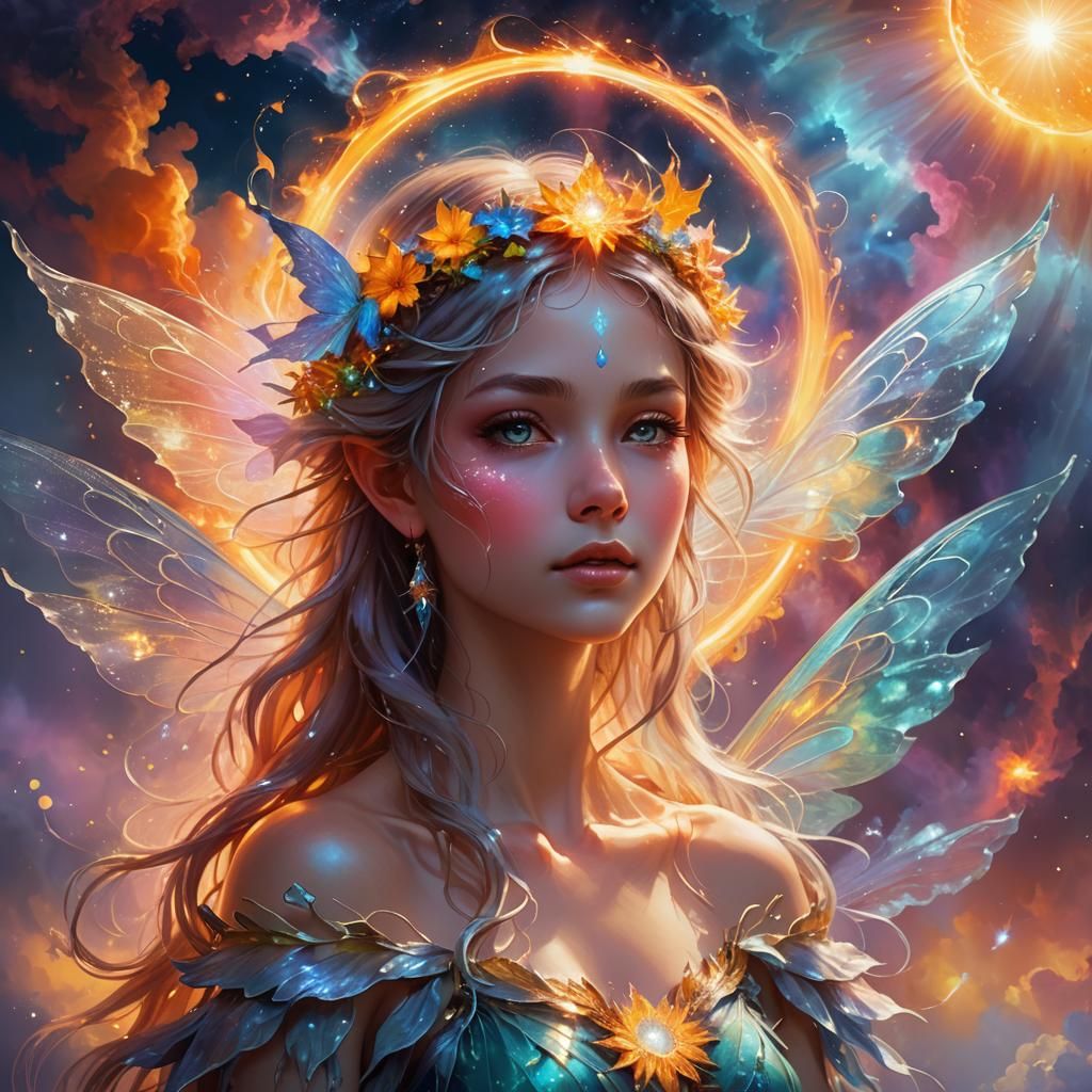 Exotic beautiful powerful epic light glow fairy solar clouds...