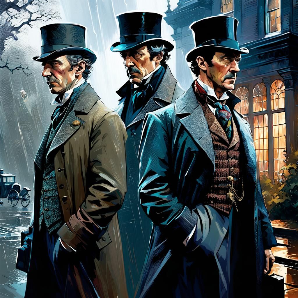 Sherlock Holmes vs. Watson: Victorian Thunderstorm Portrait