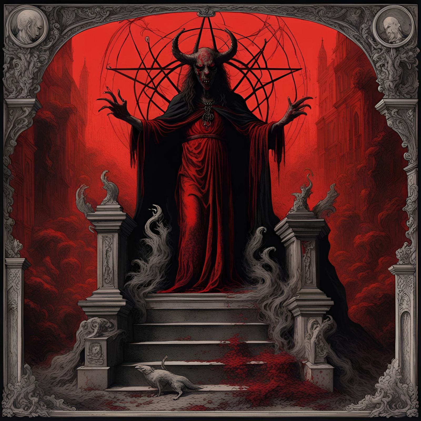 Demonic Purgatory Scene in Creepy Magazine Style