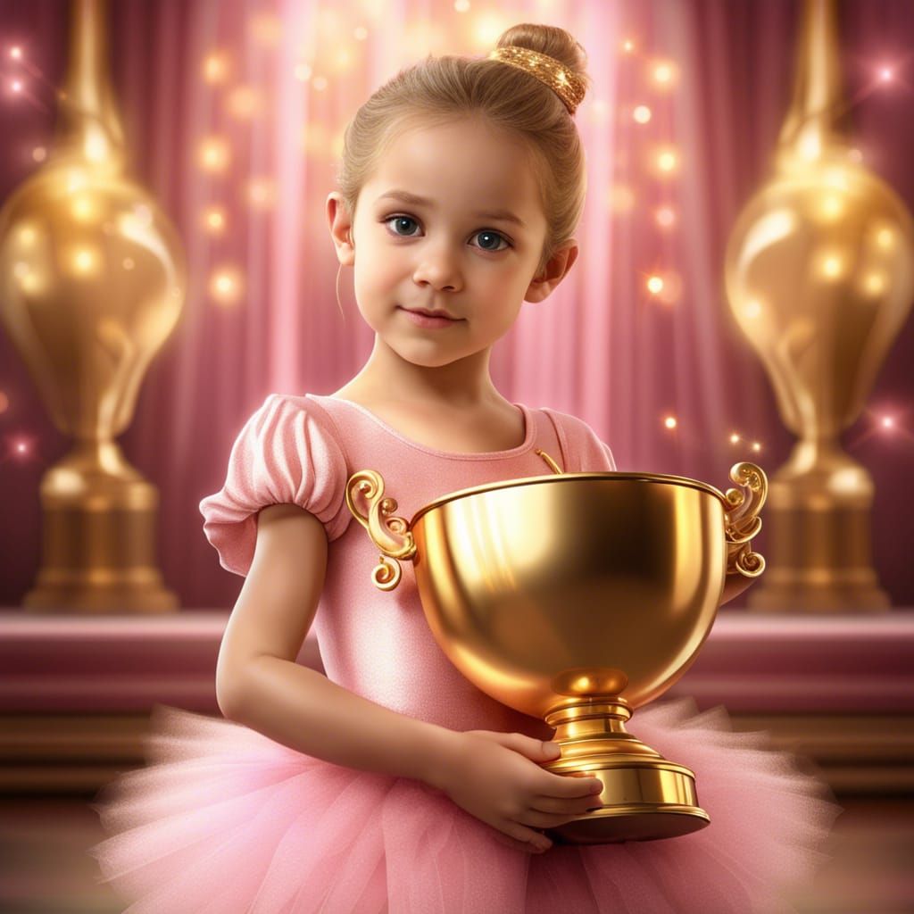 Gorgeous Toddler Ballerina Wins Golden Trophy