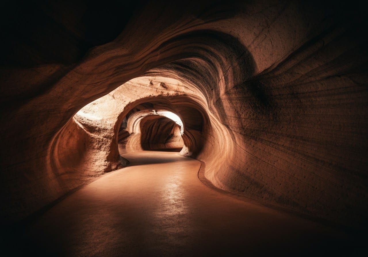 Dramatic Cave Tunnel with Cinematic Lighting