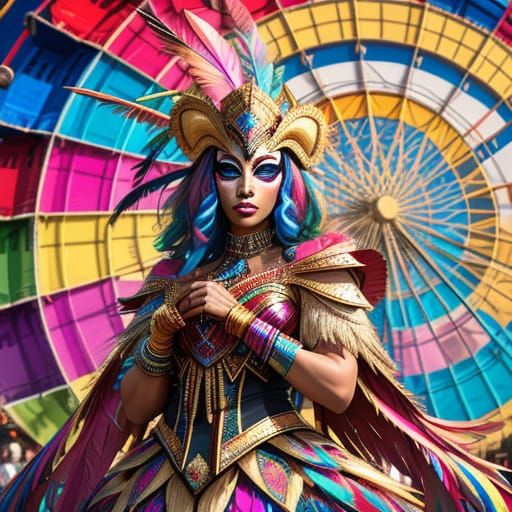 Cinematic Carnival Goddess in Vibrant Ferris Wheel Setting