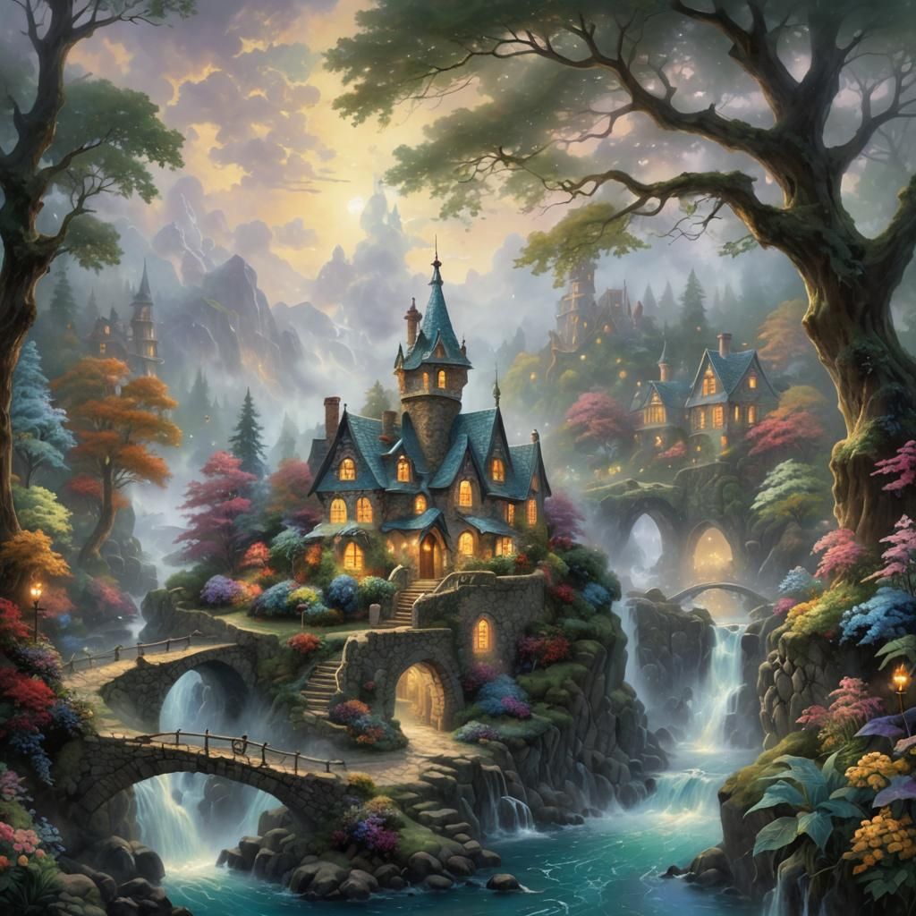 Ethereal Fae in Misty Fantasy Landscape