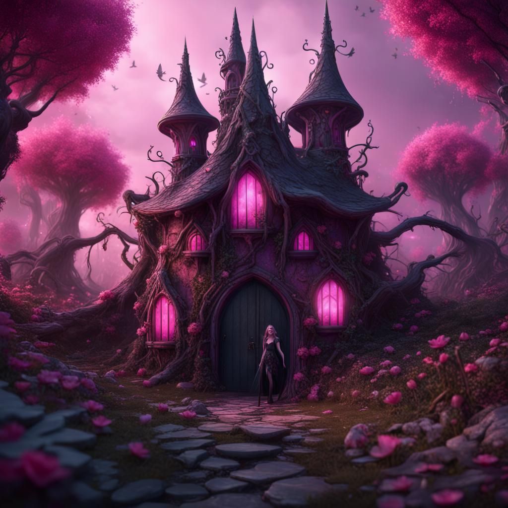 Dark fairy locked up in the pink fairy village