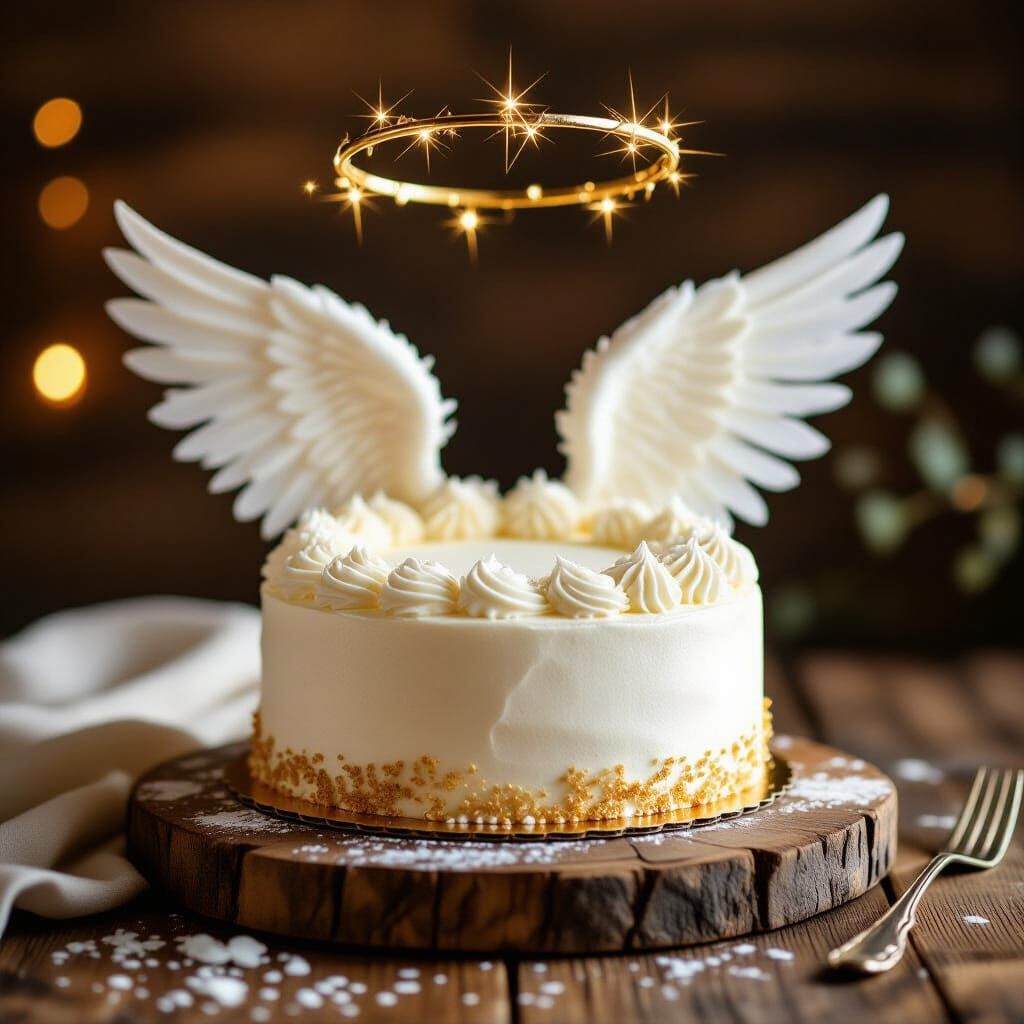Angelic Cake with Wings and Halo