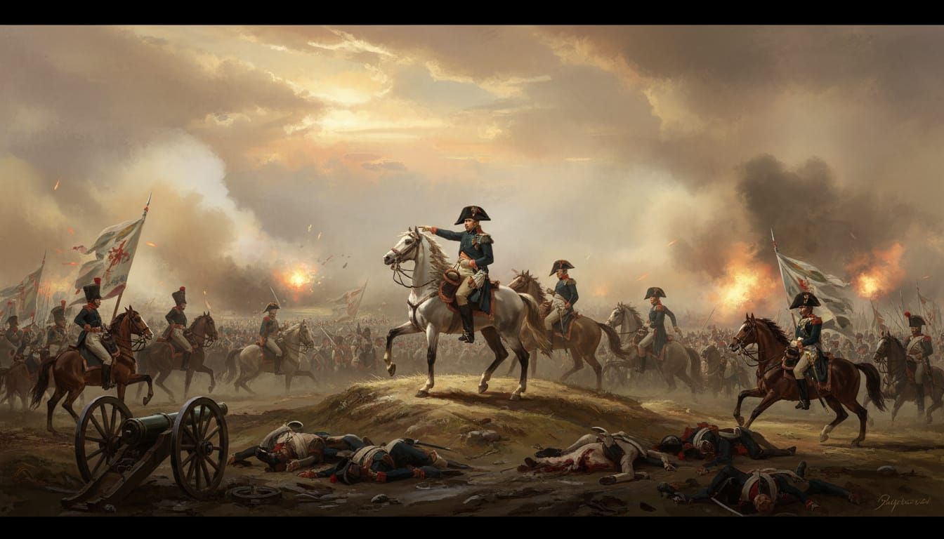 Napoleon at Waterloo: Epic Painterly Realism Battle Scene