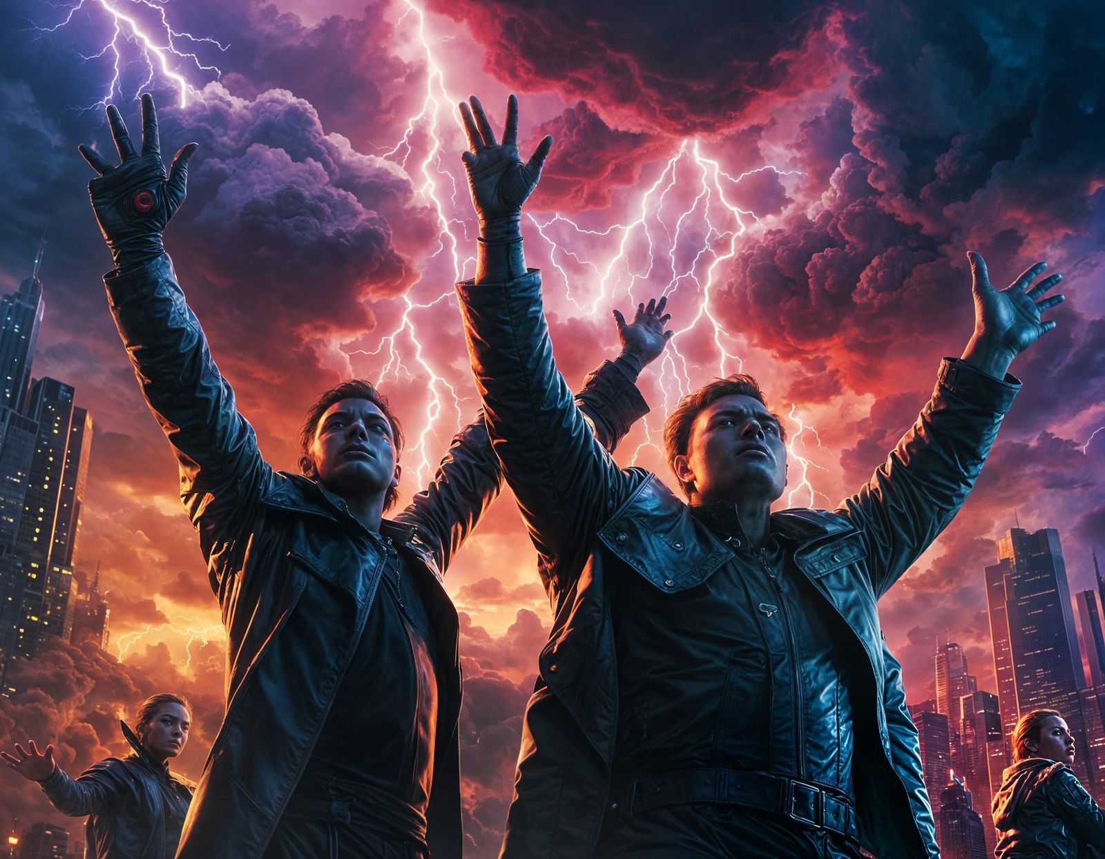 Villains Control Weather in Futuristic Cityscape