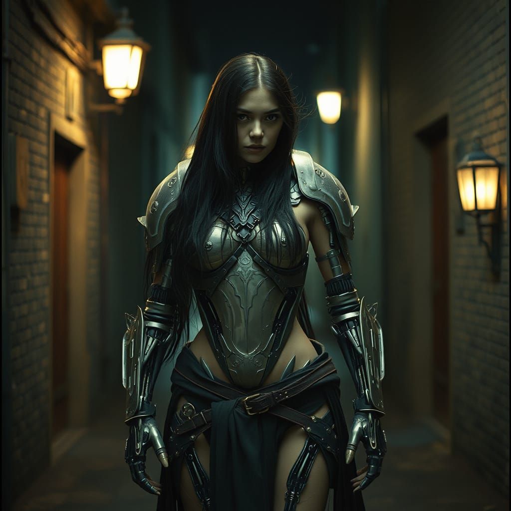 Cyborg Monk in Medieval Fantasy Setting