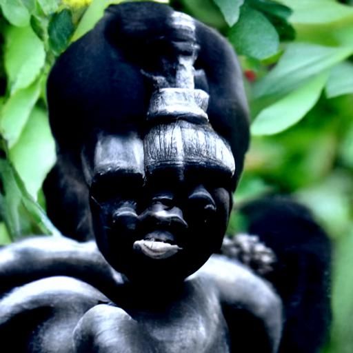 Black African Family at Jungle Temple