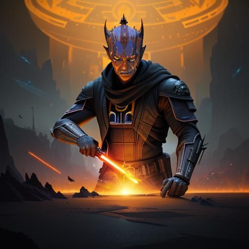 Ahsoka and Darth Maul Lightsaber Battle Concept Art