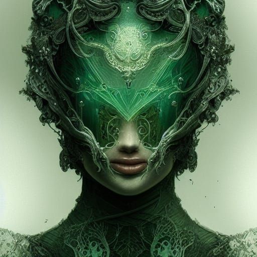 Green-Skinned Alien Woman in Detailed Corset
