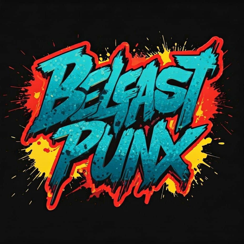 Vibrant Street Art Sticker of "BeLFaST PuNX"