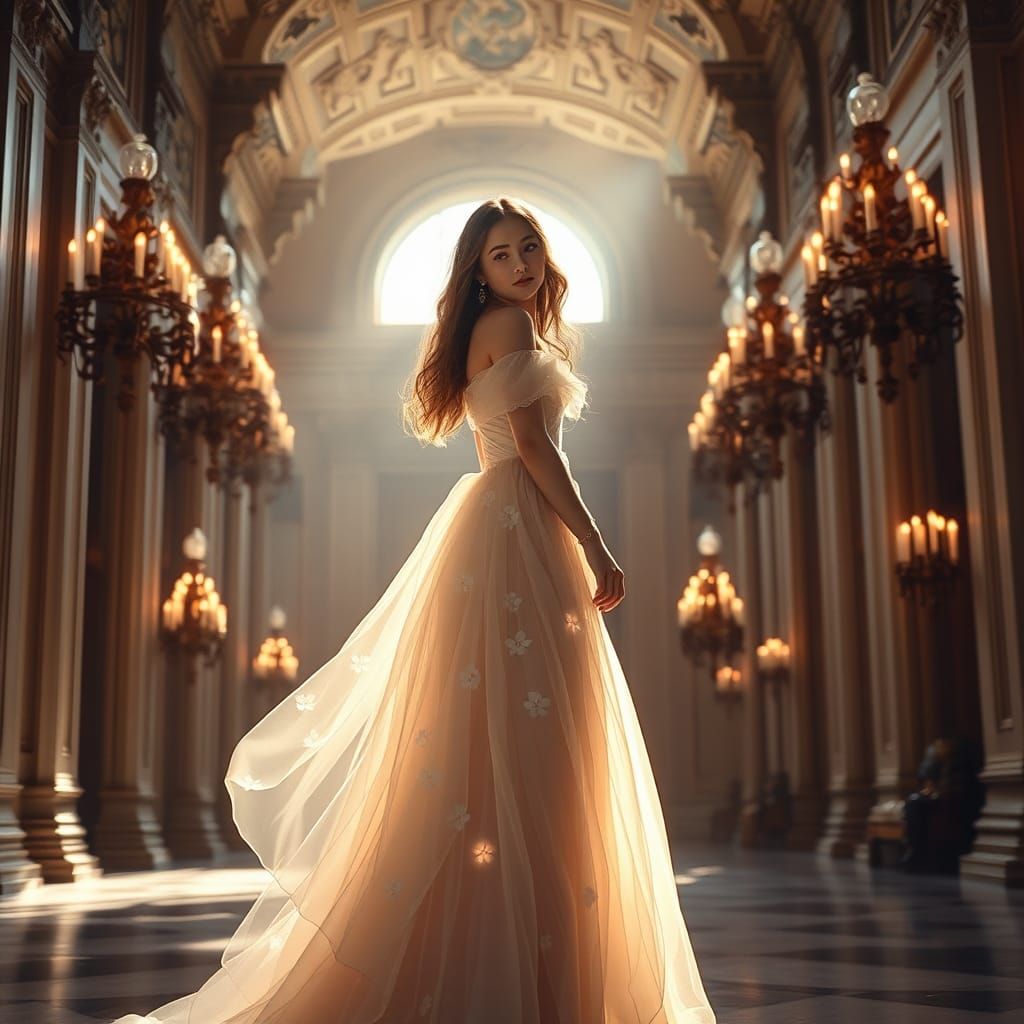 Ethereal Neoclassical Beauty in a Grand Hall
