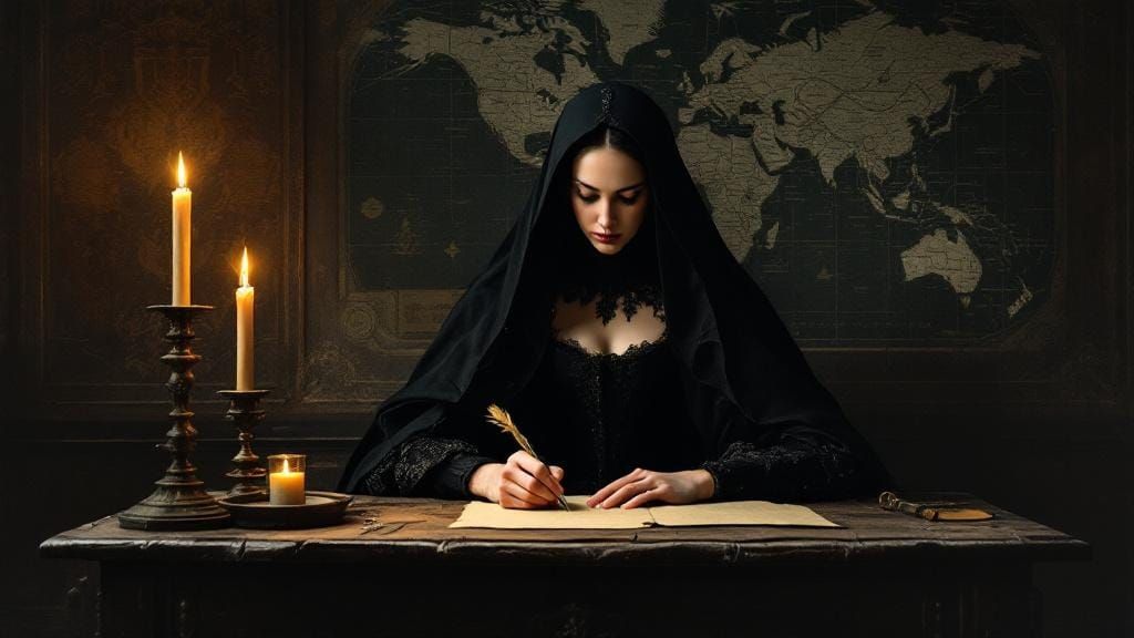 Lady Beaufort Writing by Candlelight as Baroque Painting