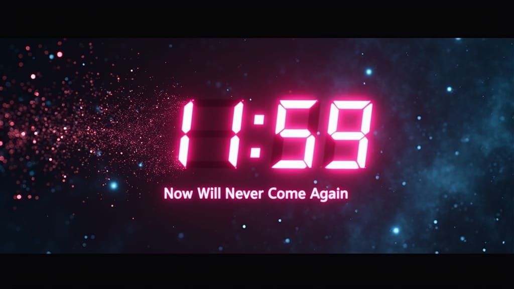 Retro-Futuristic Digital Clock Fade in Synthwave Style