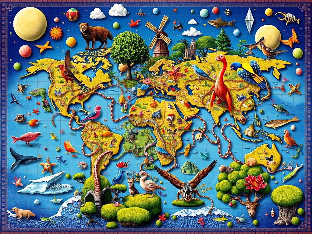 Kaleidoscopic Biopunk World Map by Murakami