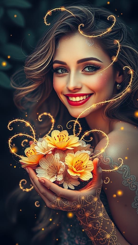 Cosmic Beauty with Fractal Flowers and Stardust