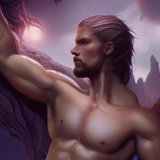 Shirtless Gavin Newsom: Detailed Matte Painting