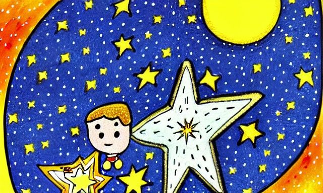 Cowboy Rides Shooting Star Through Milky Way: Ink Drawing