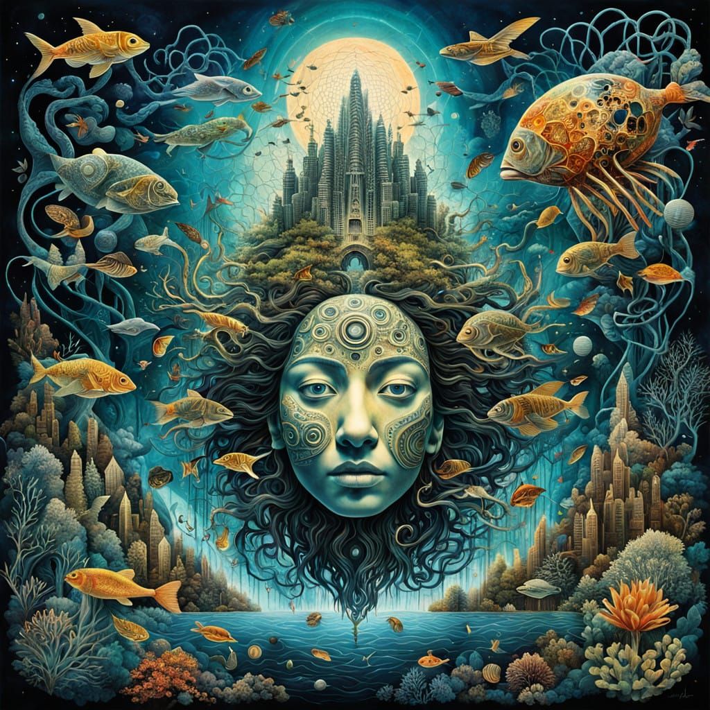 Surreal Bio Art Collage in Cyberpunk Style