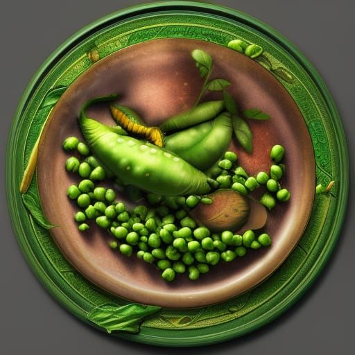 Peas in a Pod Still Life, Detailed Matte Painting