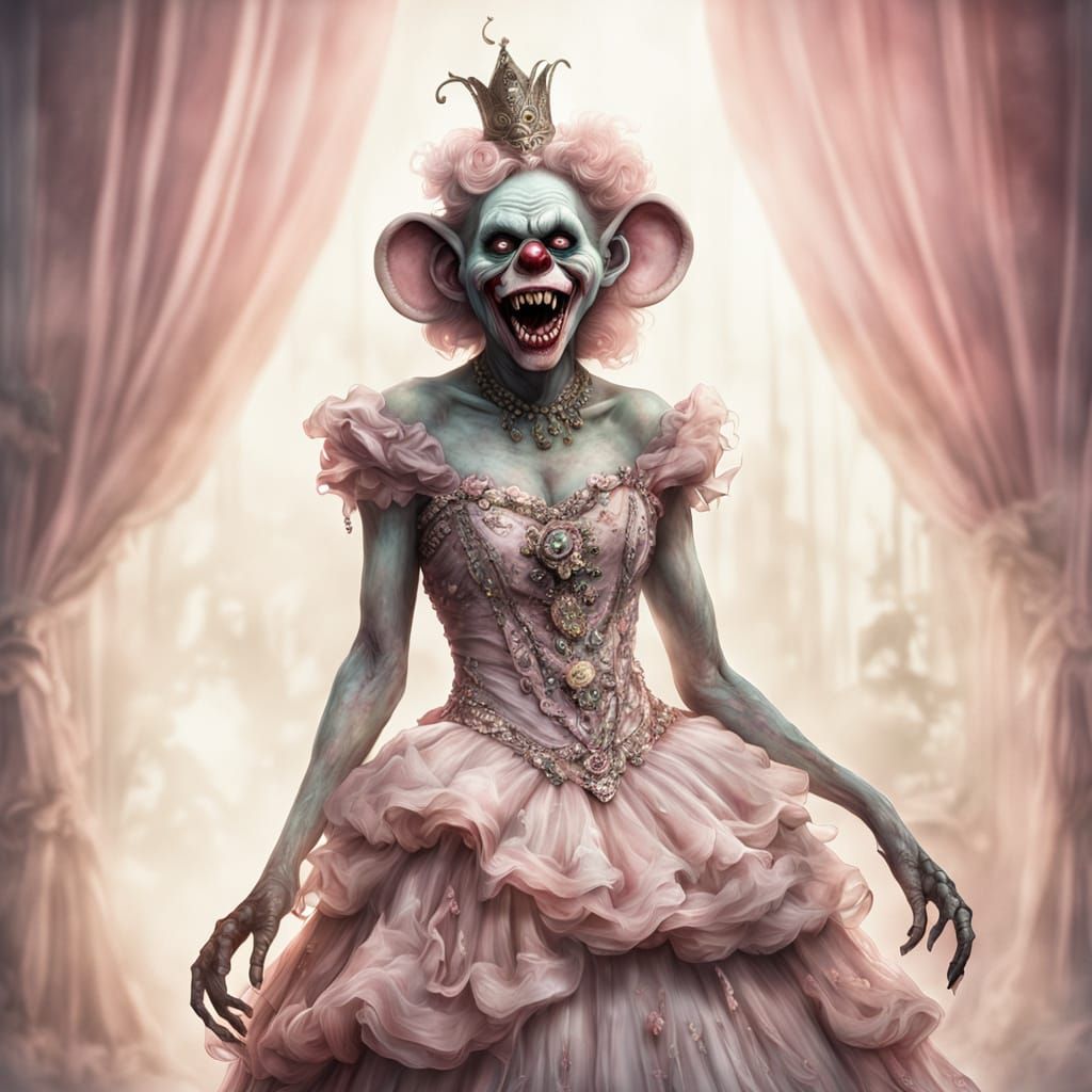 Hyperrealistic Zombie Monkey Clown in Dreamscape