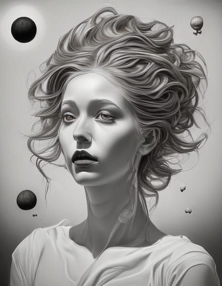 Surreal Portrait with Volumetric Lighting in CGI Style