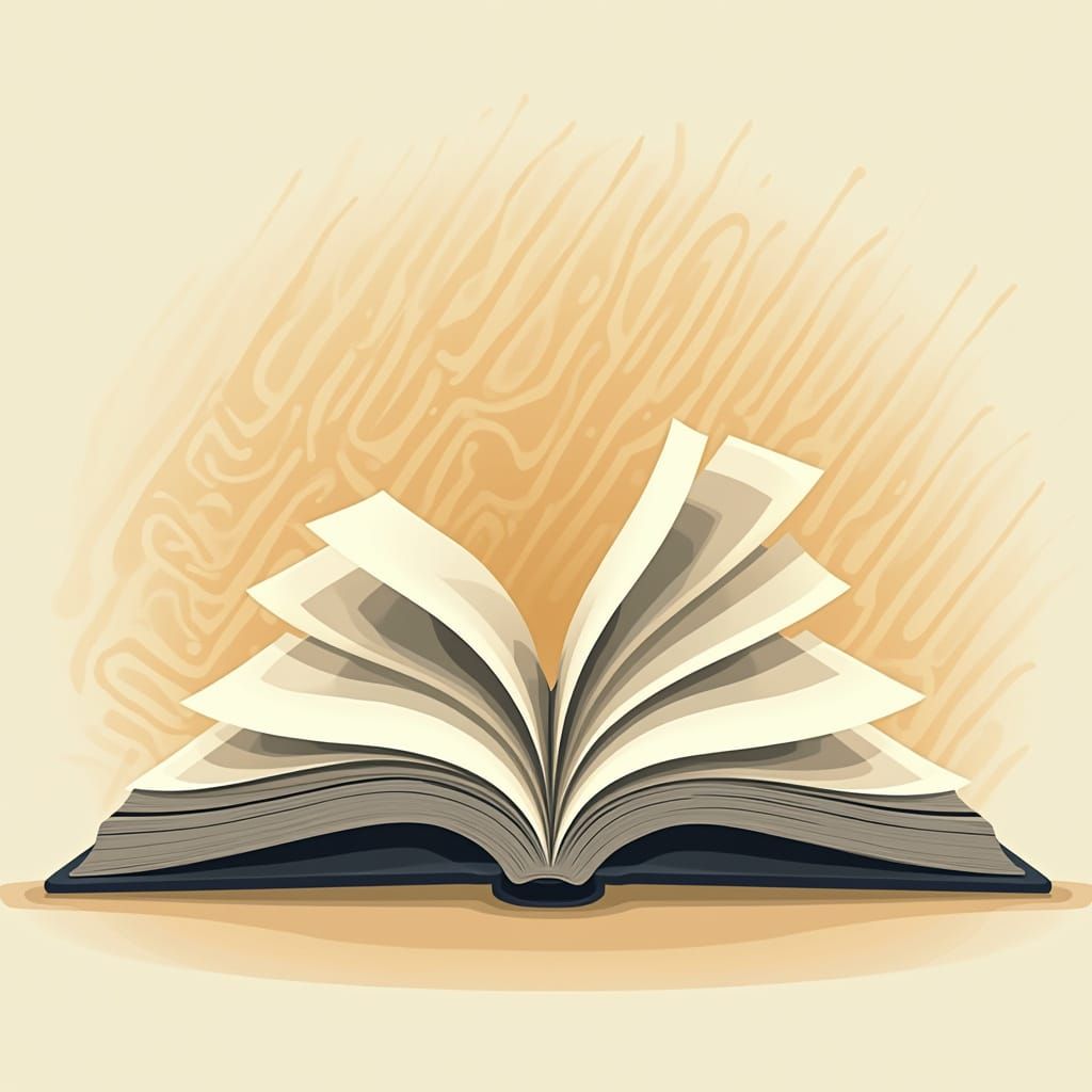 Open Book Logo with Sound Waves in Vector Style