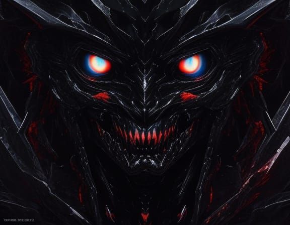 Obsidian Demon Doll in Void, Surrealism