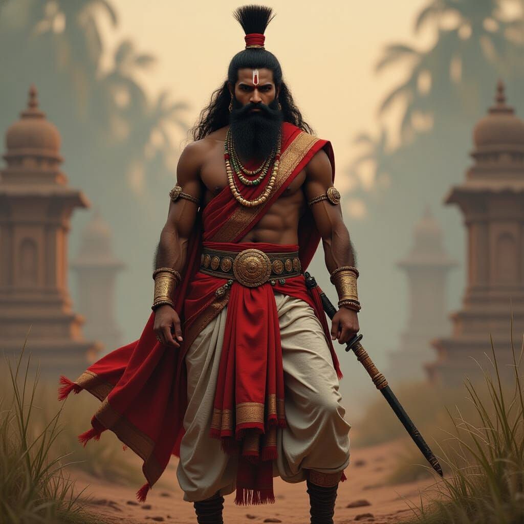 Indian Warrior in Raja Ravi Varma Style