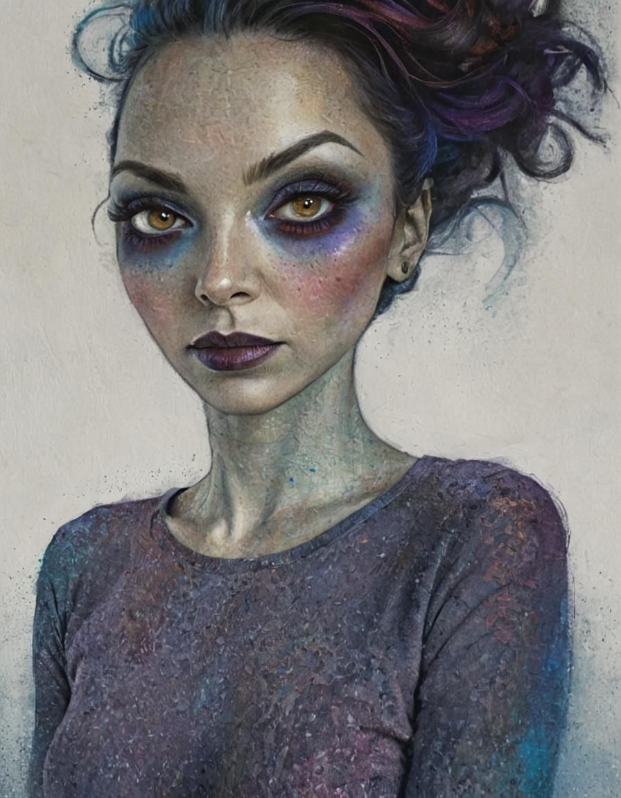 Elegant Impasto Painting of a Confident Woman