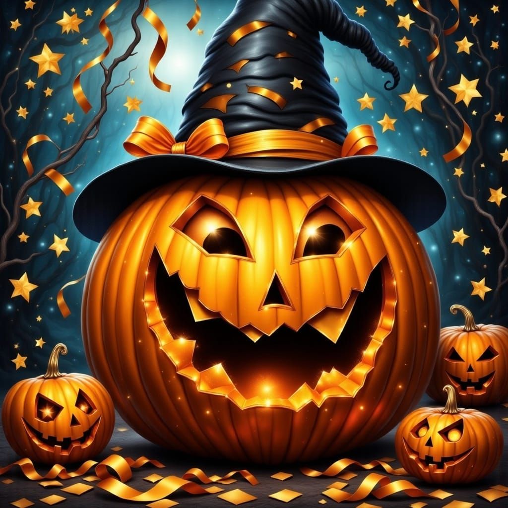 Festive Jack-o-Lantern in Oil Painting Style