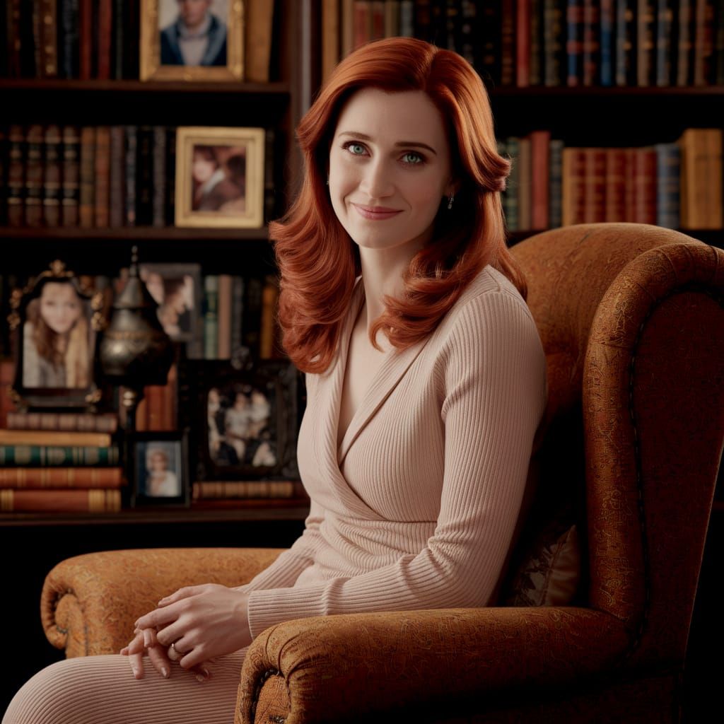 Lily Potter in Cozy Study: A Realistic Portrait