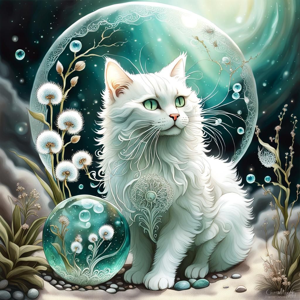 Magical Spirit Cat Portrait in Watercolor