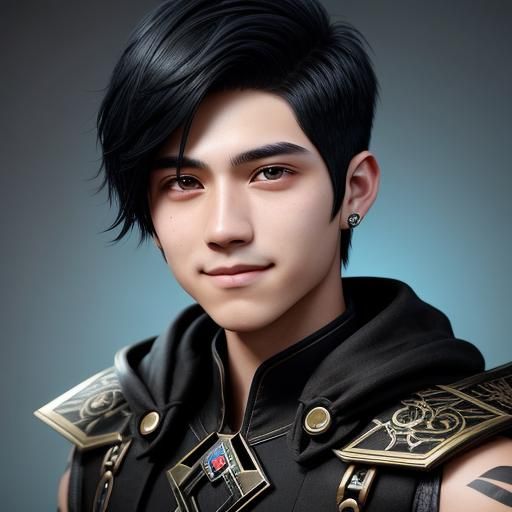 Elegant Non-Binary Portrait in Hyperrealistic Splash Art