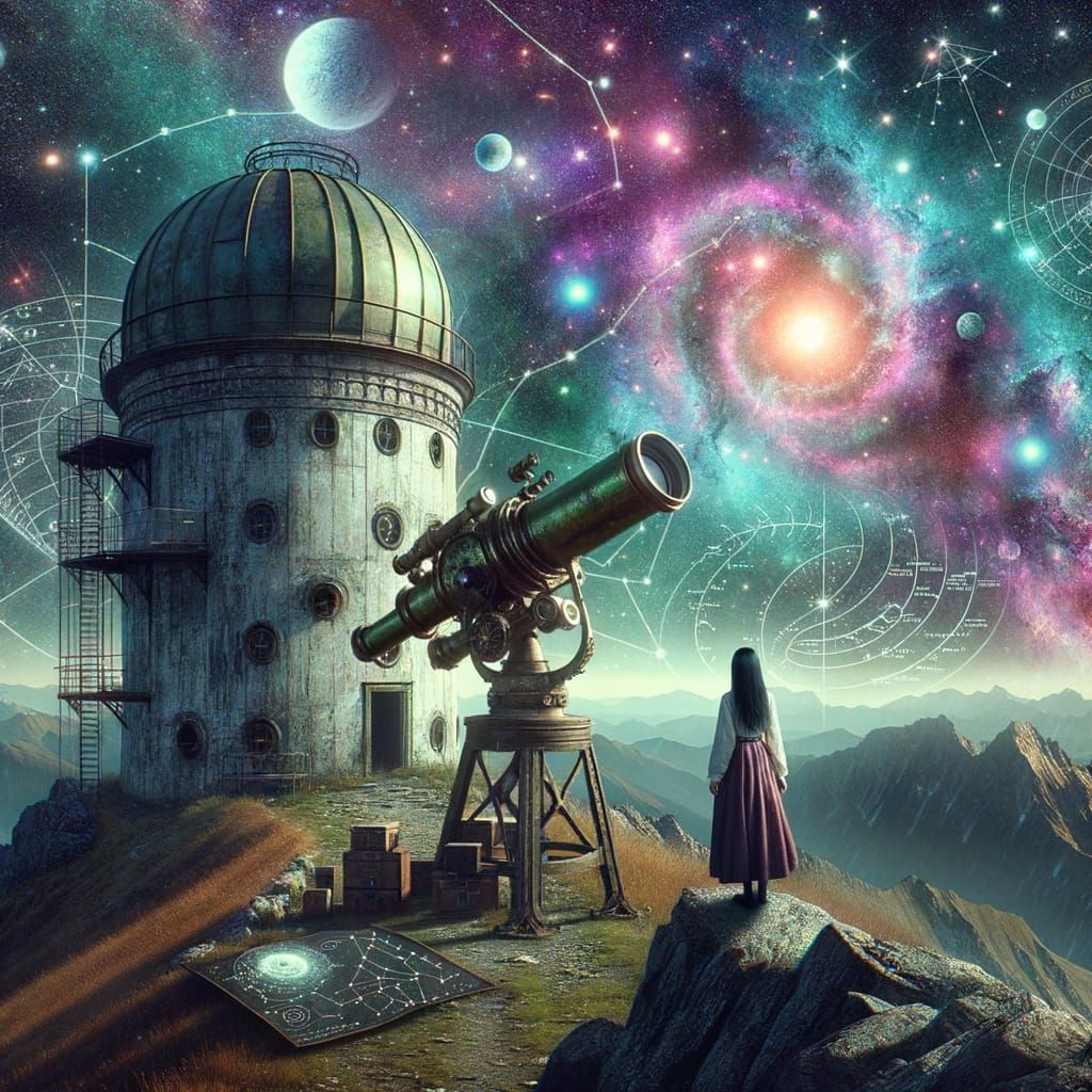 Astronomer Lost in Cosmic Wonder Amidst Celestial Splendor