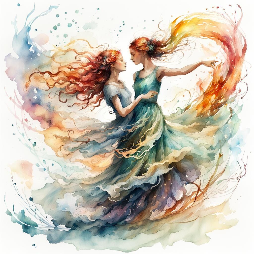 Elemental Symphony: A Digital Watercolor Masterpiece