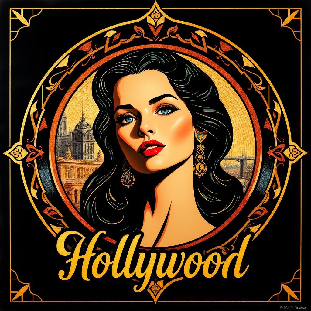 Create a visually compelling movie poster with an Art Deco style. The poster should feature intricate borders and sophis...
