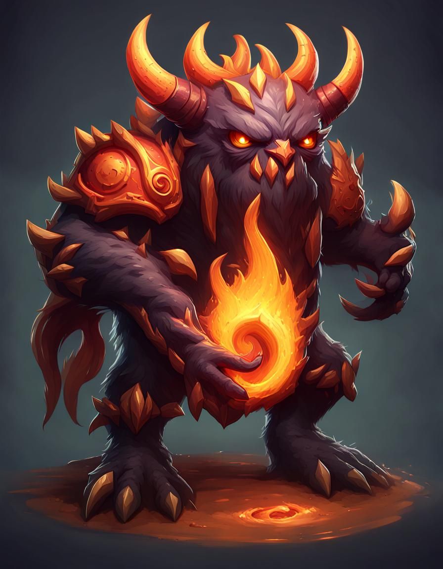 Cute Fire Monster Card Game Art in 8K