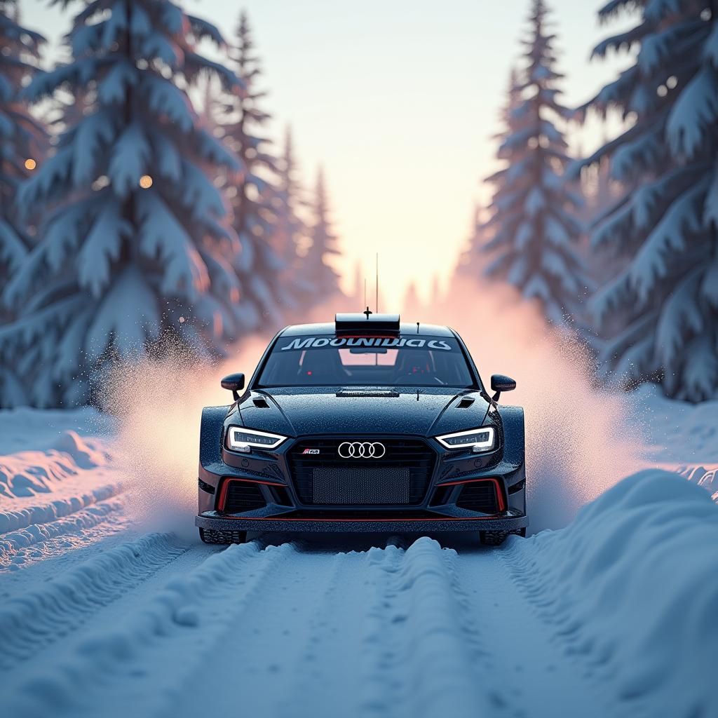 Audi A3 Rally Car in Snowy Finland, Matte Painting